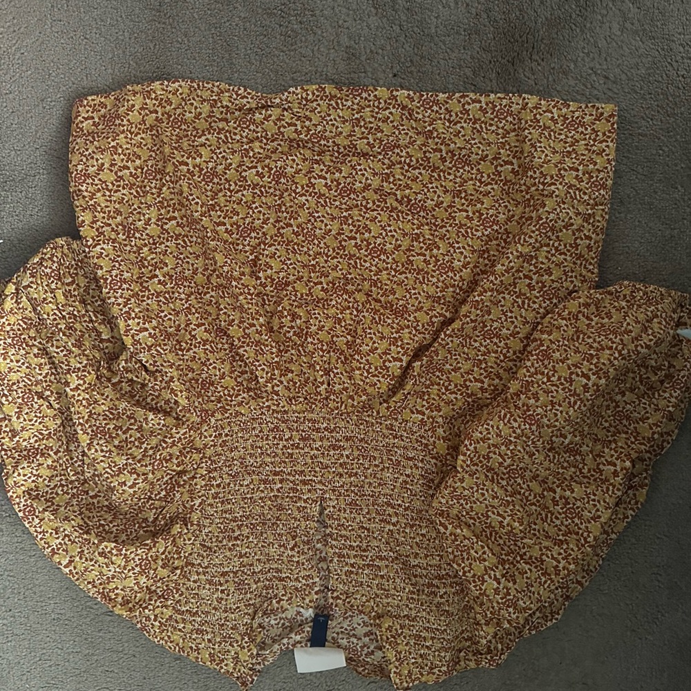 Universal Thread Floral Blouse - Yellow and Brown